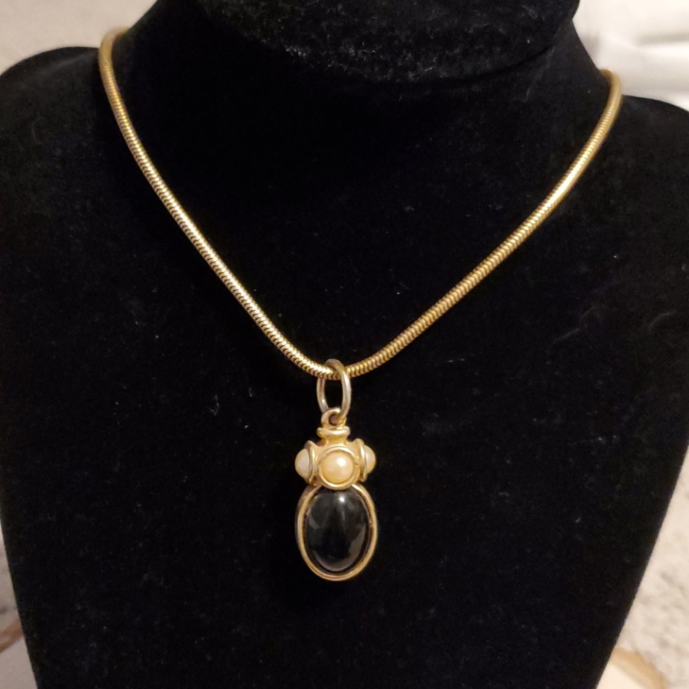 Alex Nicole Black Gold Pendant Necklace